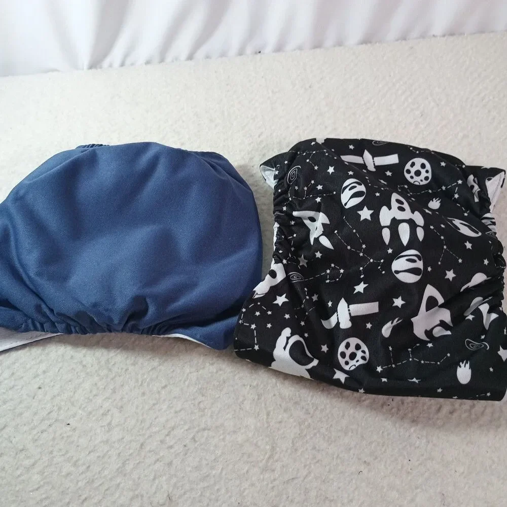 Dog Belly Bands Male Diaper Wrap Lot 2 Medium Washable PetSoft Diapers Space/Blu
